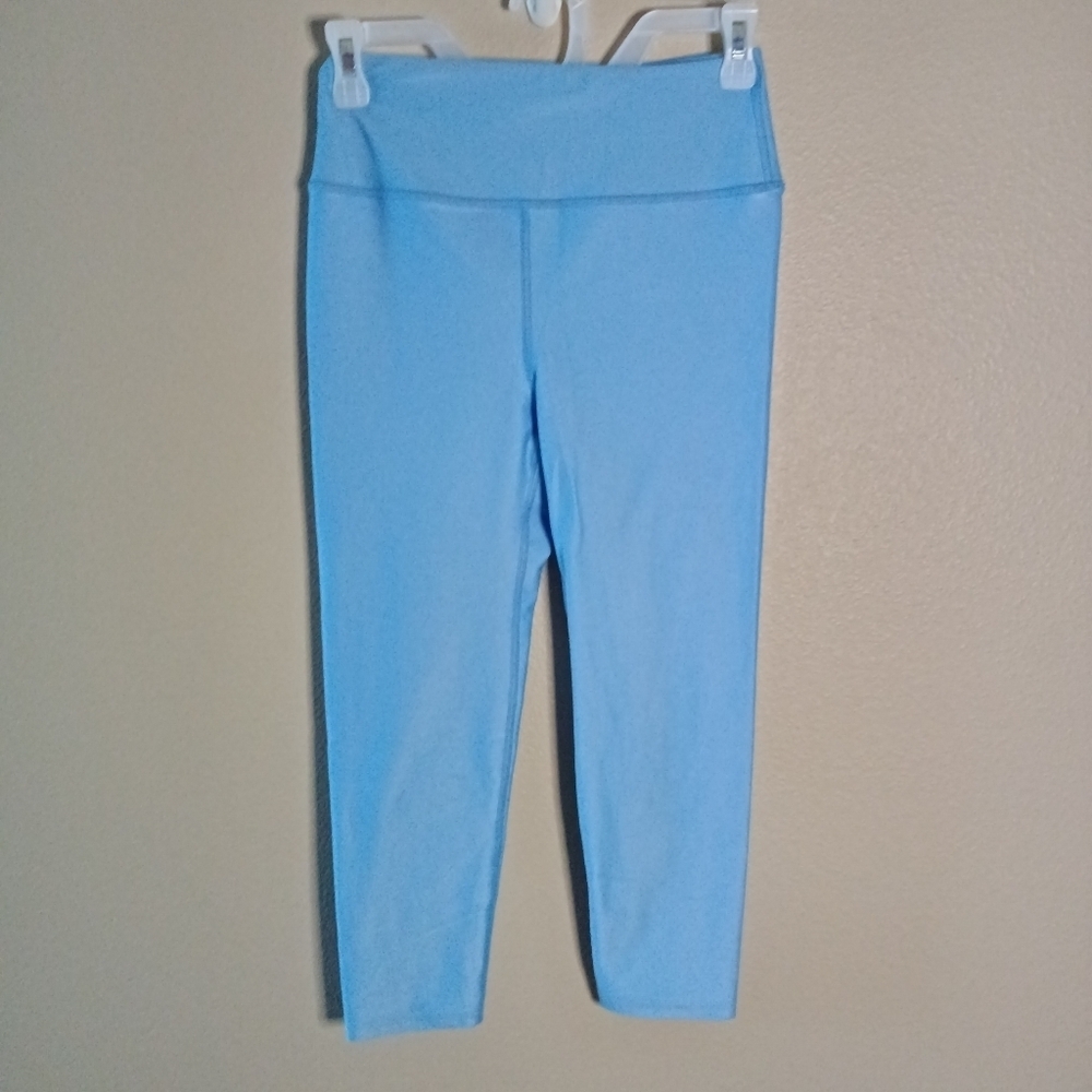 Pure Barre x Noli High Waist Capri Leggings Sky Blue Yoga Made in USA Size S